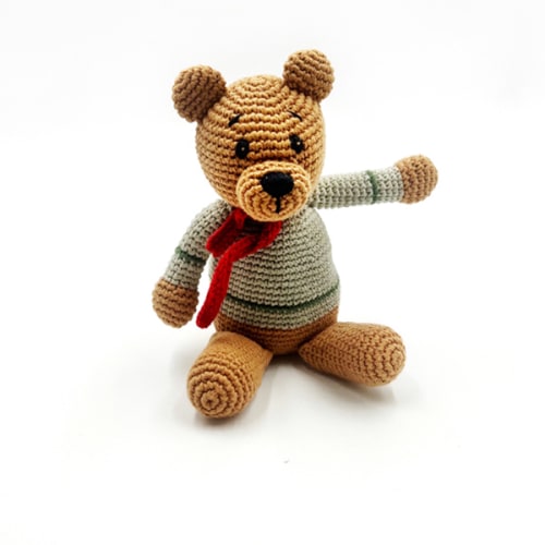 Teddy bear rattle teal - Pebblechild