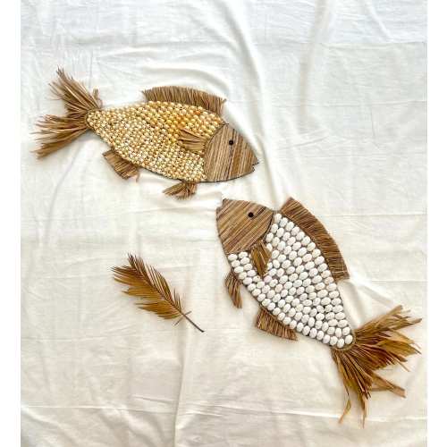 Fish-Shaped Boho Nursery Wall Decor: Sea Shell Coastal Art