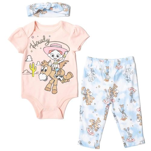 Disney Pixar Toy Story Lion King Minnie Mouse Baby Girls Bodysuit Pants and Headband 3 Piece Outfit Set Newborn to Infant