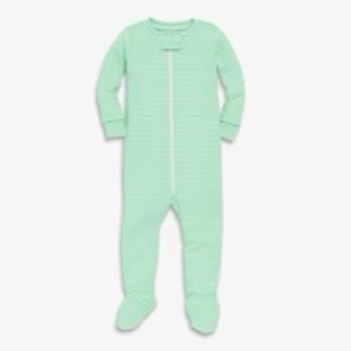 0-3M Lime & white stripe footie pjs