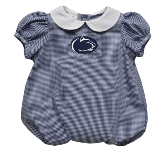 Vive La Fete Penn State Nittany Lions Baby NAVY Gingham Collar Romper (6M)