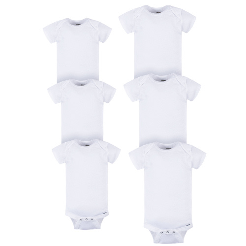 Gerber Baby Neutral White Grow With Me Assorted Onesies, 6-Pack, Sizes 0/3 Months - 12 Months