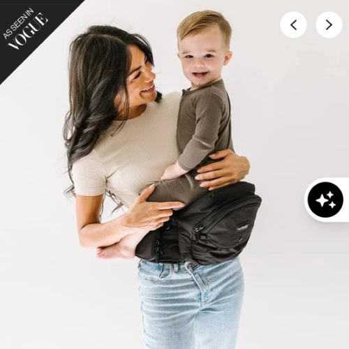 Tushbaby The Original Safety-Certified Hip Carrier for Babies & Toddlers: Machine Washable Child Waist Seat with Pocket Storage, As Seen on Shark Tank (23”-44” Waist, 0-3 yrs up to 45lbs) – Black