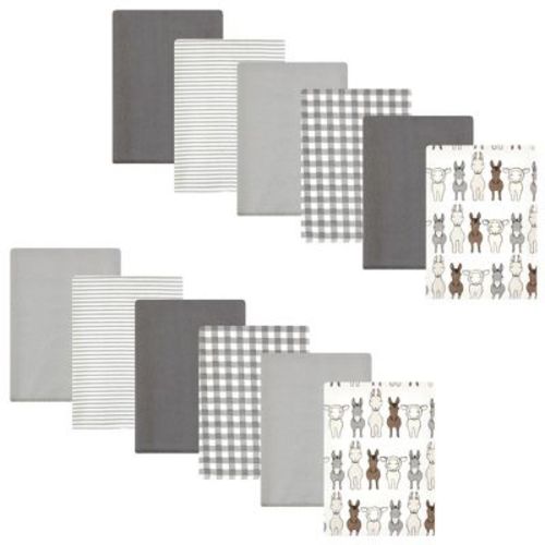 Hudson Baby Cotton Flannel Burp Cloths Bundle, Farm Friends Cream, One Size