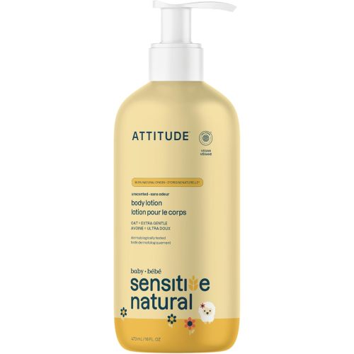 ATTITUDE Body Lotion for Baby, EWG Verified, Plant and Mineral-Based Ingredients, Vegan Personal Care Products, Sensitive Skin, Unscented, 16 Fl Oz