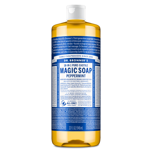 Dr. Bronner's Magic Soap - Peppermint - Pure-Castile Liquid Soap - 32 oz – for face, body wash, hands