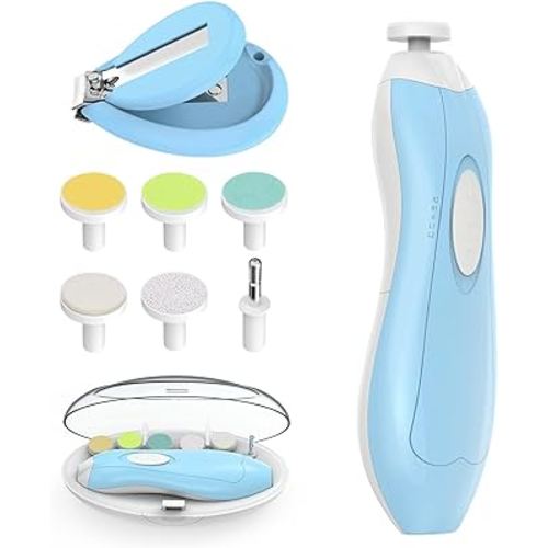 Lupantte Baby Nail Filer and Baby Nail Clippers with Light Set, Electric Infant Nail Trimmer Kit, Safe Baby Grooming Kit, for Newborn Toddler Kids Toes and Fingernails, Polish and Trim
