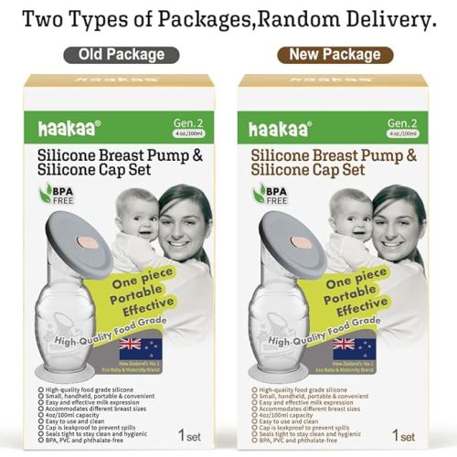 Haakaa Manual Breast Pump with Base 4 Fl Oz/100ml+Lid - 4 Ounce - Gray