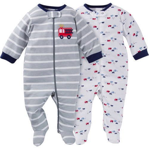 Gerber Newborn baby boy zip front sleep n plays, 2-pack