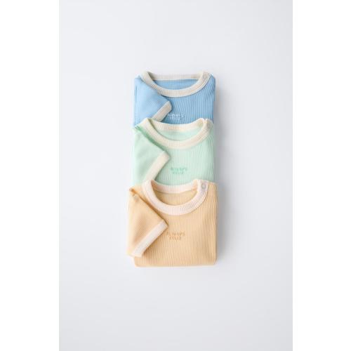 THREE-PACK OF CONTRAST RIB BODYSUITS - Multicolored | ZARA United States