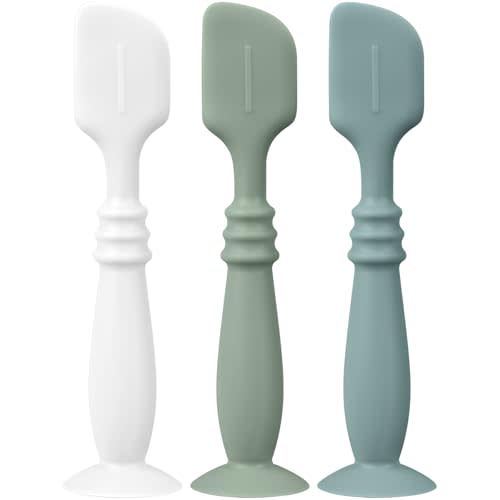 3 Packs Silicone Diaper Cream Applicator with Suction Base, Diaper Cream Spatula Applicator for Babies, Soft Silicone Diaper Cream Brush (White/Sage/Ether)