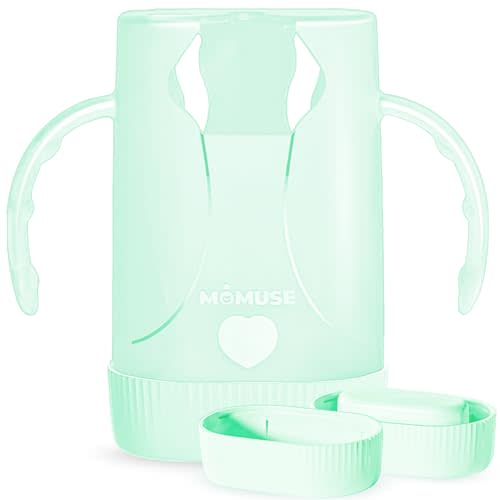MOMUSE Dual-Lid Squeeze Pouch Holder for Food Pouches & Drink Boxes, Baby Pouch Holder with Larger Capacity, Versatile Design for Self-Feeding, Anti-Squeeze Pouch Holder No Spill No Mess, Lightweight