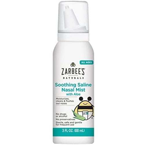 Zarbee's Baby Nasal Saline Spray, Soothing Sterile Mist with Aloe, Newborns & Up, Cleansing Nose Relief, 3Fl Oz