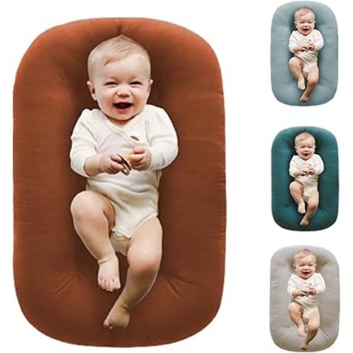 Baby Lounger Pillow,Loevin Baby Lounger Pillow for Newborn Cosleeping for Baby in Bed,Newborn Lounger Baby Nest for Boys & Girls 0-12 Months|Coffee