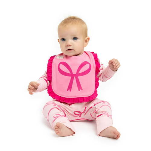 Paris Hilton x Monica + Andy Organic Cotton Baby Ruffle One-Piece and Bib Set, Sizes 0/3 Months-18 Months