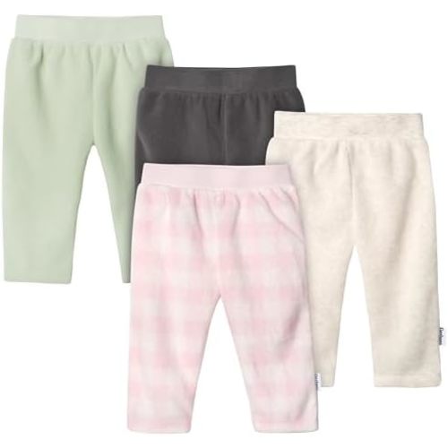 Gerber Baby Girls' 4-Pack Microfleece Pants