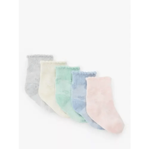 John Lewis | Baby Pretty Heart Embroidered Organic Cotton Blend Socks