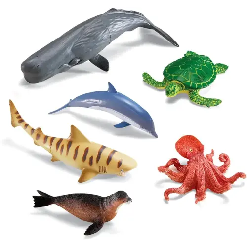 Learning Resources Jumbo Ocean Animals - 6 Pieces, Ages 3+ Toddler Learning Toys, Sea Animals Figure for Kids, Preschool Toys