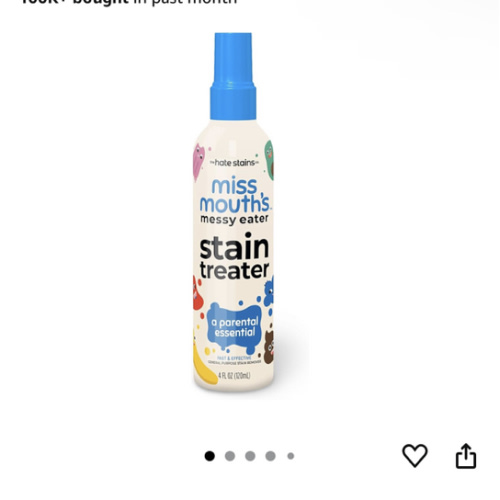 Miss Mouth's Messy Eater Stain Treater Spray - 4oz 2 Pack Stain Remover - Newborn & Baby Essentials - No Dry Cleaning Food, Grease, Coffee Off Laundry, Underwear, Fabric