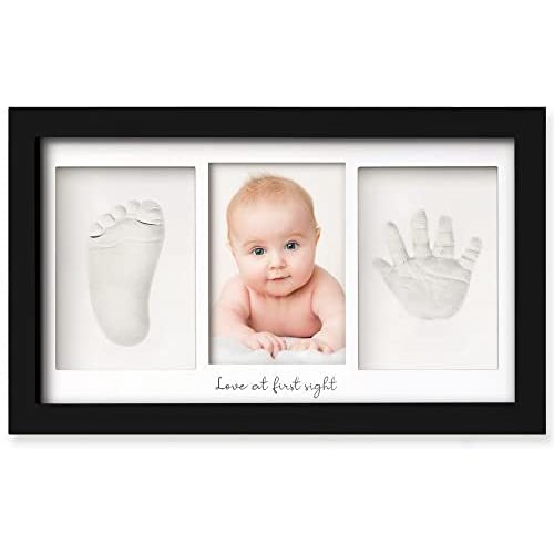 Baby Hand and Footprint Kit - Baby Prints Duo Photo Frame for Newborn - Onyx Black