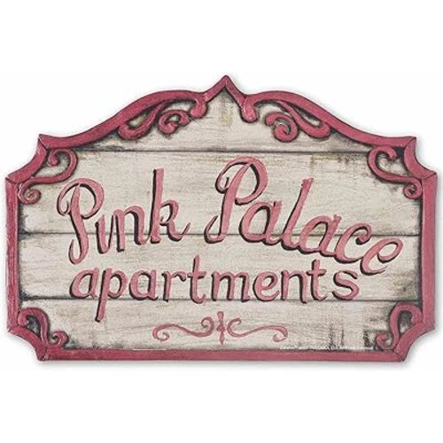 Coraline Pink Palace Apartments Decorative Wood Wall Decor - Vintage Coraline Sign for Home