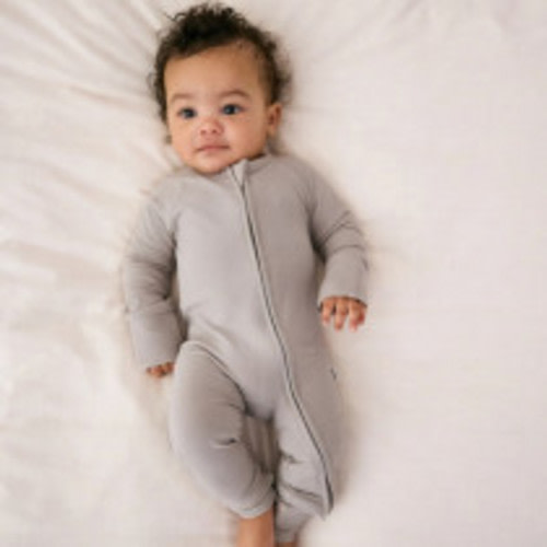 Little Sleepies Dove Gray Ribbed Zippy