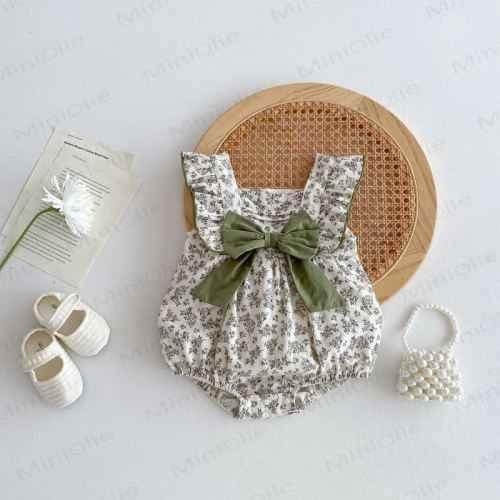 Baby Bow Floral Green Bodysuit