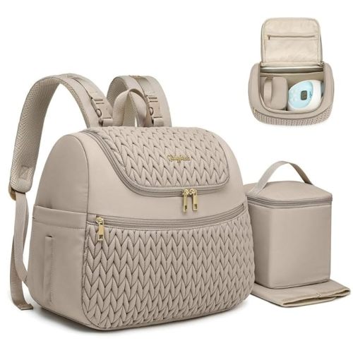 Breast Pump Bag for Spectra S1/S2 & Medela – Insulated Cooler Bag, 13" Laptop Sleeve, Diaper Backpack with Changing Pad – Lightweight, Water-resistant & Stylish for Work, Travel