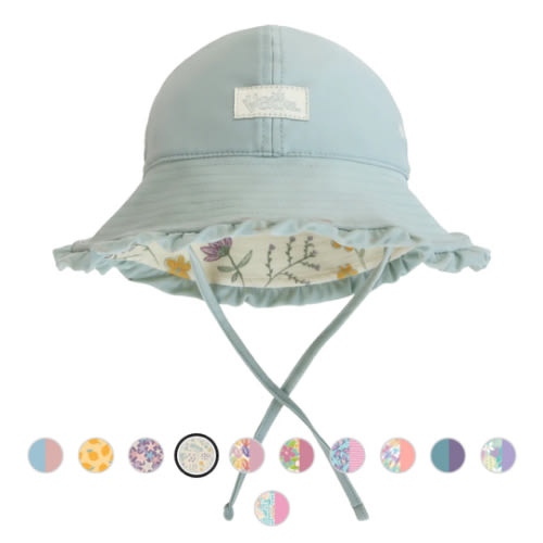 Baby Girl's Sun Hat | Reversible and Certified UPF 50+ – UV Skinz®, Springtime Doodle