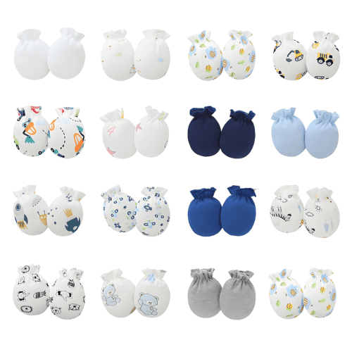 TELOLY 16 Pairs Baby Mittens,Soft Newborn Mittens No Scratch with Elastic Wrist,Baby Mittens for 0-6 Months Baby Girls and Boys,Random style
