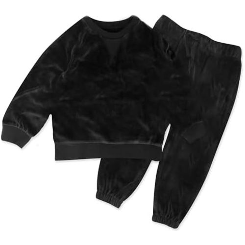 HONESTBABY Velour Pullover Hoodie and Zip Front Sweatshirt and Jogger Sweatpants Set