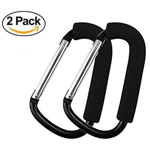 2 Pack X-Large Size Stroller Hooks Aluminium Alloy Strong Buggy Clip Travel Organizer Accessories for Baby Joggers,Shopping and Walking