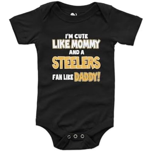NanyCrafts Baby's I'm Cute like Mommy and a Steelers Fan like Daddy Bodysuit
