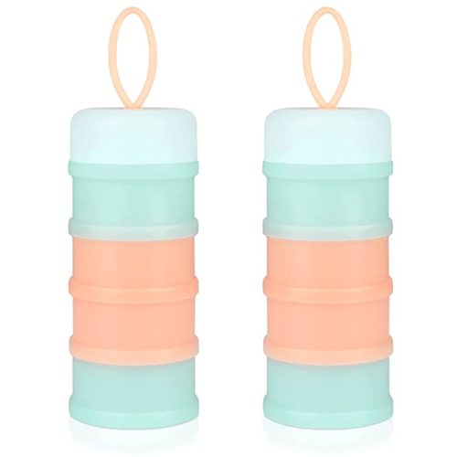 Accmor Baby Formula Dispenser On The Go, Stackable Formula Dispenser for Travel Formula Container to Go, Non-Spill Milk Powder Baby Kids Snack Storage Container, BPA Free, 2 Packs - Blue Alternate Pink
