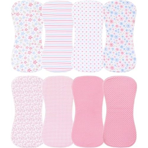 8 Pack Baby Burp Cloths, Unisex for Boys and Girls, Super Absorbent and Soft Towel,Solid Color (Pink-lht)