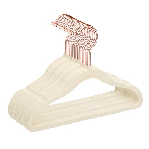 MIZGI Baby Velvet Hangers,Non-Slip Kids & Toddler Hangers,11.8 Inch Hangers for Baby Clothes,Pack of 50(Ivory)