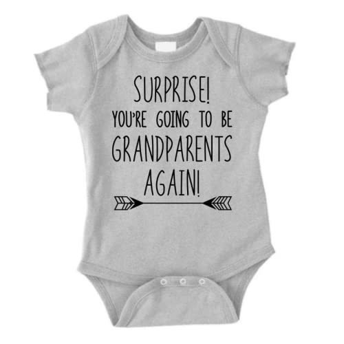 Pregnancy Announcement for Grandparents Size 0-3 Months: Your Going to Be Grandparents Again Baby Announcement for Family Grey 0-6