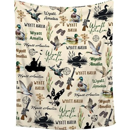 Personalized Mallard Duck Blanket,Customized Duck Hunting Name Blanket,Custom Mallard Blanket with Name for Boy Girl,Waterfowl Duck Baby Receiving Blanket,Mallard Hunter Wildlife Gift Blanket 30"x40"