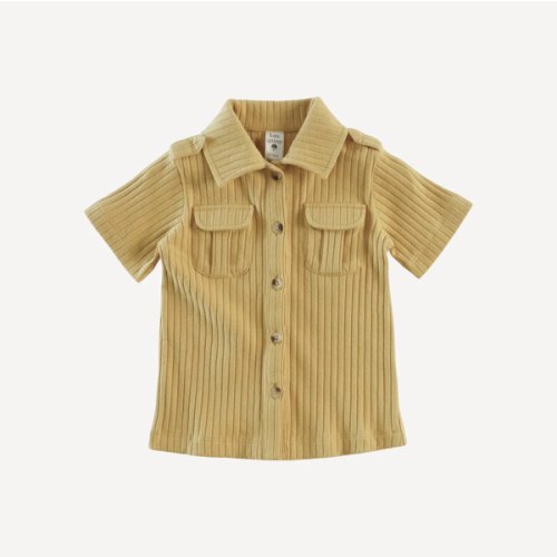 short sleeve military top | golden honey | organic cotton wide rib