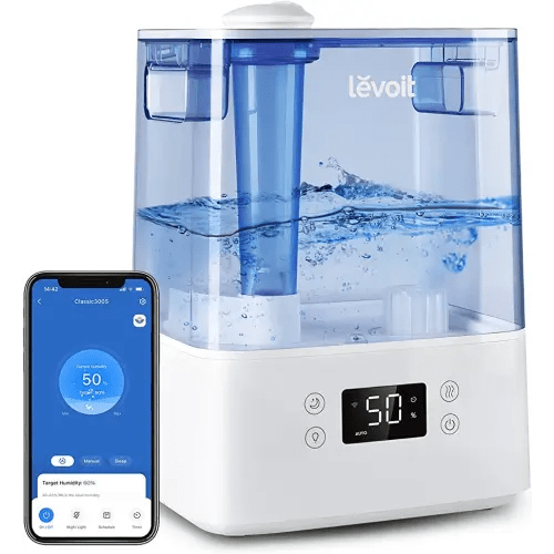 LEVOIT Classic300S Ultrasonic Smart Top Fill Humidifier, Extra Large 6L Tank for Whole Family, APP & Voice Control, Essential Oil Diffuser, Humidity Setting with Sensor, Quiet Sleep Mode, Night Light