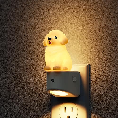 L LOHAS LED Night Light for Kids,3D Cute Puppy Night Lights,Golden Retriever with Dusk to Dawn Sensor, RGB+Soft White 3000K,Dog Night Light,Birthday Gift Nightlight for Kids, Room Decor