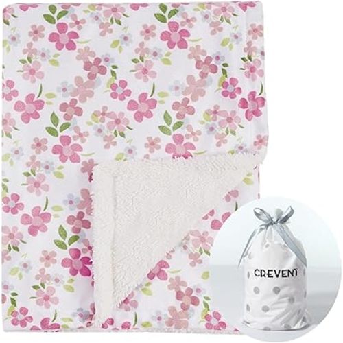 CREVENT Cute Cozy Fluffy Warm Baby Blanket for Girls Boys Infants Toddlers, 30''X40'', Wildflower, Bedding/Crib/Cot/Stroller, Baby Shower Birthday Newborn's Gift