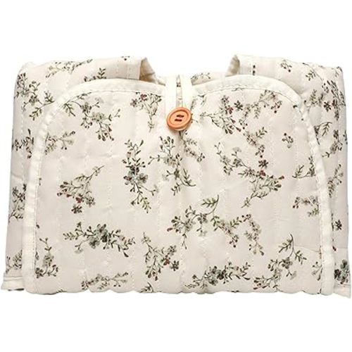 Quilted Baby Diaper Changing Pad Flower Change Mat Foldable Floral Changing Pad Liner (Green Floral)