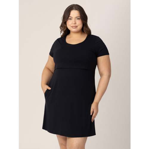 Eleanora Bamboo Maternity & Nursing Dress | Black - Kindred Bravely