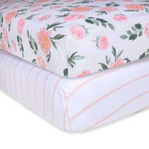 Autumn Bloom & Stripe Organic BEESNUG® Crib Sheet 2 Pack