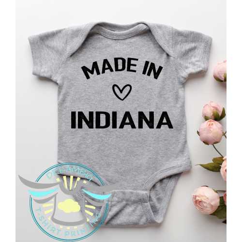 Made In Indiana Baby Onesie® State Pride Outfit, Baby Announcement, Pregnancy Reveal, Indiana Baby Clothes, Indiana Newborn First Outfit