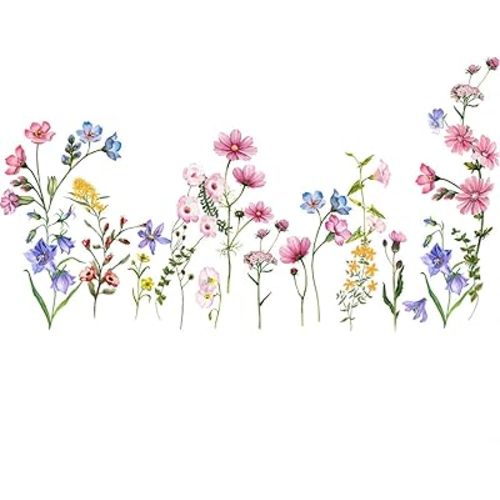 Large White Flower Wall Stickers, Removable DIY Romantic Cherry Blossom Tree Wall Murals Peel and Stick 3D Wall Art Stickers Murals Home Decor for Gilrs Bedroom Nursery Rooms Living Room
