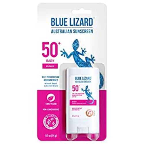 Blue Lizard BABY Mineral Sunscreen Stick with Zinc Oxide, SPF 50+, Water Resistant, UVA/UVB Protection - Easy to apply, Fragrance Free, .5 oz - 0.5 Ounce (Pack of 1)