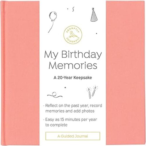 Promptly Journals, My Birthday Memories: A 20-Year Keepsake (Strawberry, Pink, Leatherette) | Birthday Memory Journal | Yearly Memory Journal | Birthday Gifts for Adults |