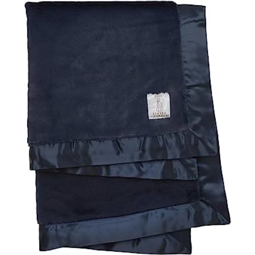 Little Giraffe Baby Blanket, Luxe Soft Stroller Blanket with Satin Trim 29" x 35" (Denim) - Baby Essentials Receiving Blanket, Newborn Must Haves for Boys and Girls